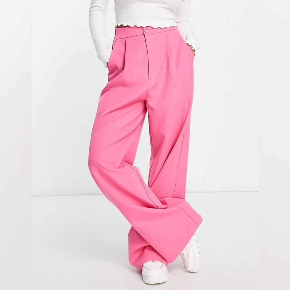 Stradivarius Vibrant Pink wide leg pants